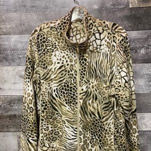 ALIA Ladies Animal Pattern Plus Full Zipped Light Jacket Size: 1X **EUC**